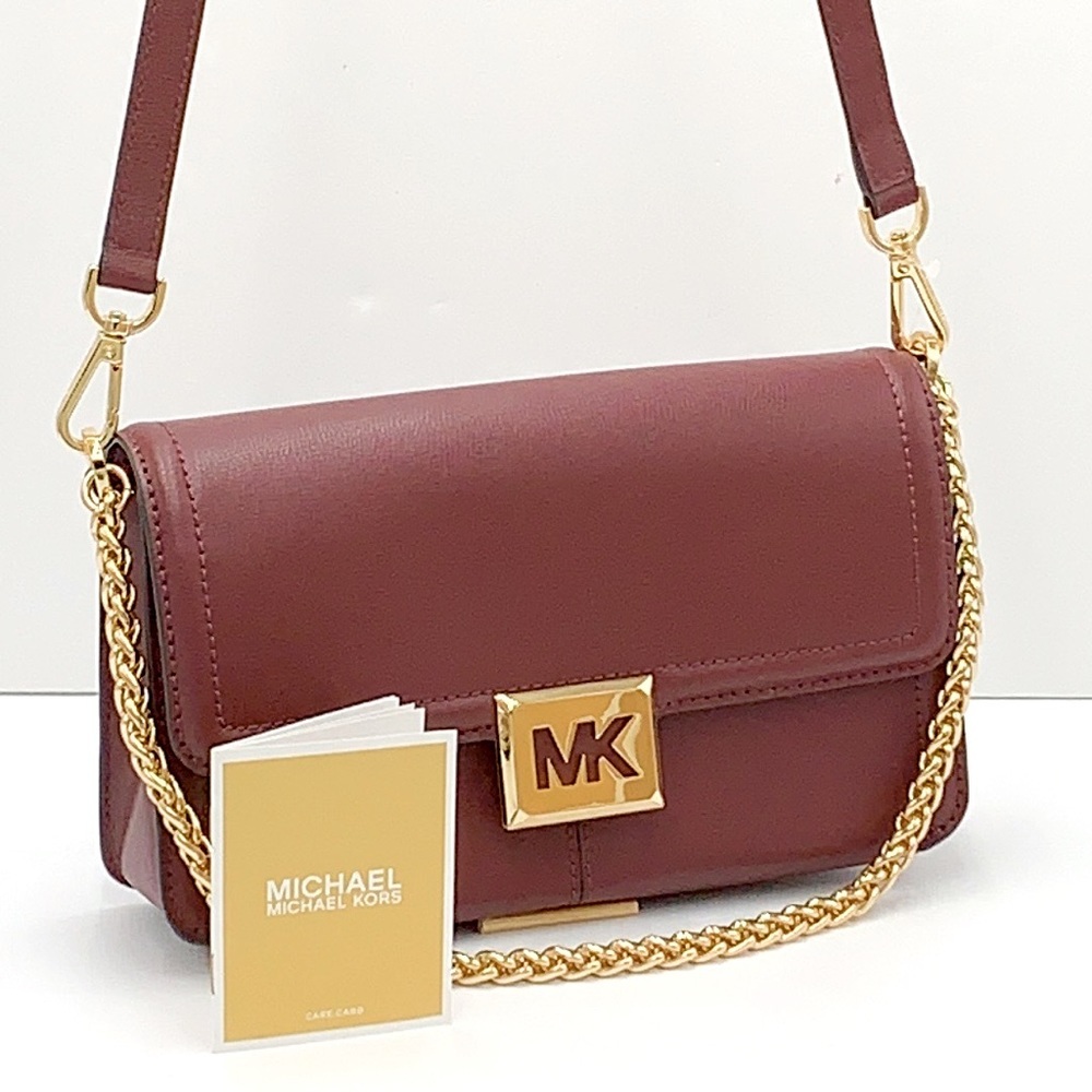 MICHAEL KORS SONIA MEDIUM EAST WEST SHOULDER CROSSBODY BAG MERLOT COLOR - Picture 2 of 15
